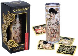 CARMANI Vodka pohár 4 parafa tartóval, CARMANI, G. Klimt, üveg, többszínű (841-3105)
