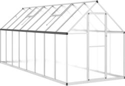vidaXL ezüstszínű alumínium melegház alapvázzal 445x169x195 cm 3266332 (3266332)