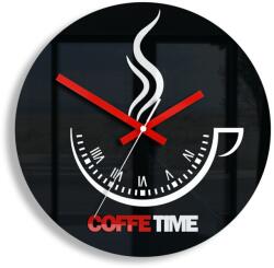 ModernClock Coffee Time falióra, ModernClock, 30 x 30 cm, fekete/piros (Coffee2BlackKinghoff)