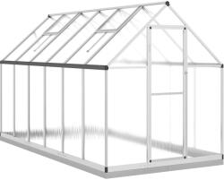 vidaXL ezüstszínű alumínium melegház alapvázzal 334x169x202 cm 3266329 (3266329)