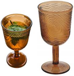 MPLCo Üveg borospohár, MPLCO, fa háló design, barna színű, 250ml, 8, 5x7, 5x17cm (MPL075877)
