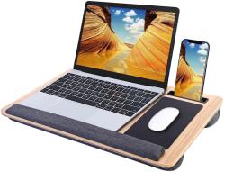Onuvio Ölben használható laptopasztal, bed desk / lazy table, 55x34 cm, egérpad és alkar támasz, dupla szellőzőpárnával, 17-ig, Onuvio® - Barna