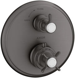 Hansgrohe Montreux termosztát színkészlet elzárószeleppel, szálcsiszolt fekete króm 16800340 (16800340)