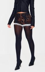 Prettylittlething Fekete Mintás Rövidnadrág Gumis Derékkal Prettylittlething 42