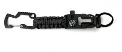 WARAGOD breloc paracord Laito multifuncțional 8 în 1 supraviețuire, negru (WAR0073033)