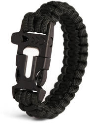 WARAGOD Bazin brățară paracord cu fluier și amnar, negru (WAR003602)
