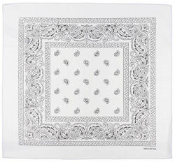 MFH bandană bumbac, albă-negru, aprox. 55 x 55 cm (16403L)