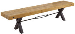 Invicta interior Banca THOR 200 cm cu picioare in X, din lemn de pin, maro vintage (43677)