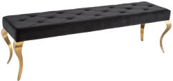 Invicta interior Banca MODERN BAROCK 170 cm cu picioare aurii, catifea neagra (43386)