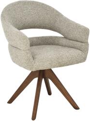 Invicta Scaun pivotant ORGANIKO 180 cu revenire automata, cu cotiere, tesatura texturata de culoare bej-taupe, cadru din lemn de nuc (48548)