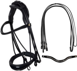 Equestro Bőr díjlovas kantár anatómiai headpiece
