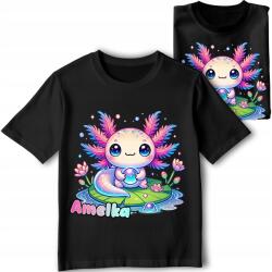 StukanDesign Gyerek Póló Fekete Axolotl Állatkák Név [s] 128cm