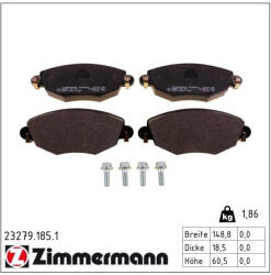  ZIMMERMANN fékbetétkészlet, tárcsafék 23279.185. 1