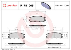  BREMBO fékbetétkészlet, tárcsafék P 78 005
