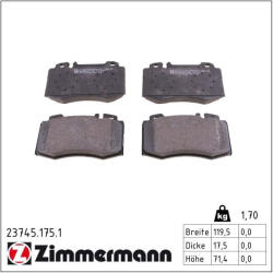  ZIMMERMANN fékbetétkészlet, tárcsafék 23745.175. 1