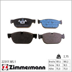  ZIMMERMANN fékbetétkészlet, tárcsafék 22317.185. 1