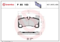  BREMBO fékbetétkészlet, tárcsafék P 85 103