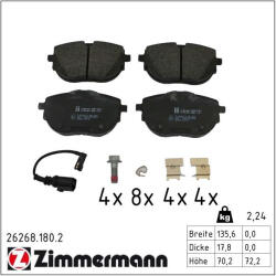  ZIMMERMANN fékbetétkészlet, tárcsafék 26268.180. 2