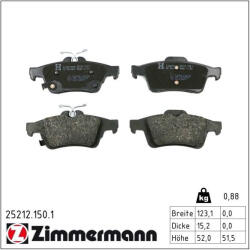  ZIMMERMANN fékbetétkészlet, tárcsafék 25212.150. 1