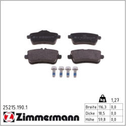  ZIMMERMANN fékbetétkészlet, tárcsafék 25215.190. 1