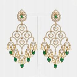  House of Posh Jhumka fülbevaló, aranyozott Kundan gyöngyökkel