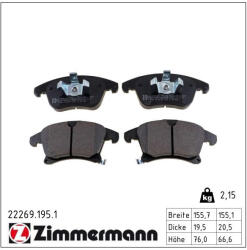  ZIMMERMANN fékbetétkészlet, tárcsafék 22269.195. 1