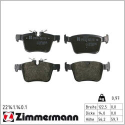  ZIMMERMANN fékbetétkészlet, tárcsafék 22141.140. 1