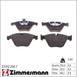  ZIMMERMANN fékbetétkészlet, tárcsafék 23312.200. 1