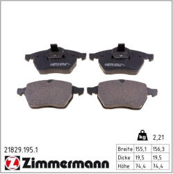  ZIMMERMANN fékbetétkészlet, tárcsafék 21829.195. 1