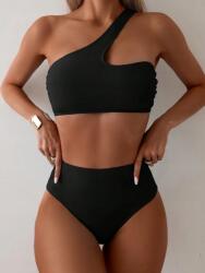 Shein Fekete Aszimmetrikus Fürdőruha D50 S06__XXL