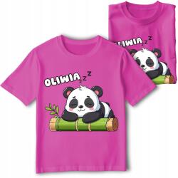 StukanDesign Gyerek Póló Rózsaszín Alvó Panda Állatka Név [M] 140 cm