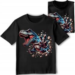 StukanDesign Gyerek Póló Fekete Dino T-rex Villámok Ajándék [M]