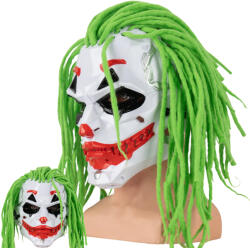  Halloween Maszk Bohóc maszk raszta hajjal, felnőtteknek, cosplay, zöld