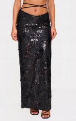 Prettylittlething Fekete Maxi Flitteres Egyenes Szoknya Prettylittlething Megkötéssel 32