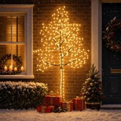  Brad de Crăciun de perete cu LED 210 cm 312 LED-uri Alb cald (42050794-42050794)