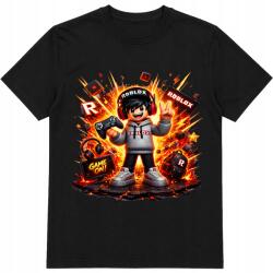 StukanDesign Gyerek Póló Fekete Roblox Robloks Gamer Ajándék Game Boy [xs] 116cm