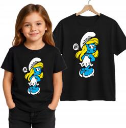 StukanDesign Gyerek Póló Unisex Fekete Hupikék Törpikék [XL] 164cm
