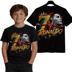 StukanDesign Gyerek Póló Unisex Fekete Portugália Ronaldo Mundial [xs] 116cm