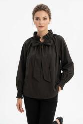 Pantaloni Chic Cămașă Eleganta cu Fundă Maro din Bumbac, Bust 115 - pantalonichic. ro