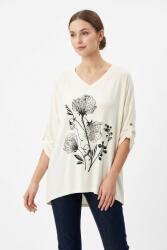 Pantaloni Chic Bluză Bej Vâscoză, Mânecă 3 Sferturi, Mărime Mare, Bust 159 cm