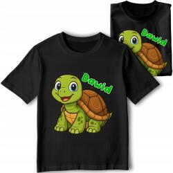 StukanDesign Gyerek Póló Fekete Állat Teknős Név [2XS] 104cm