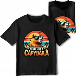 StukanDesign Gyerek Póló Fekete Kapibara Capibara Cute Chill Like Capybara [s]