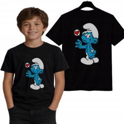 StukanDesign Gyerek Póló Unisex Fekete Hupikék Törpikék The Smurfs Szív Ajándék [xs] 116cm