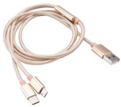Akasa 2 in 1 USB 2.0 Kabel Typ A zu Micro-B und Typ C - 1m, gold (AK-CBUB42-12GL) - vexio