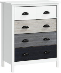 HOMCOM Komód, tálalószekrény, 5 fiók, MDF és fenyőfa, 70 x 38 x 85 cm, fehér (831-353V90WT)