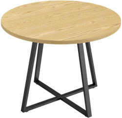 HomCom Kerek Étkezőasztal 4 személyre, acél keret, 100cm, natúr fekete (83A-586V00AK)