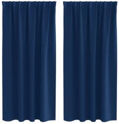 vidaXL Fekete Függöny Gyűrűkkel 2 pcs Sötét kék 175 x 140 cm 4107474 (4107474)