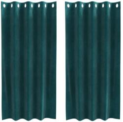 vidaXL Sötétítő függönyök 2 pcs Sötétzöld 140 x 175 cm Bársony 4107209 (4107209)