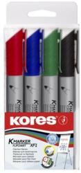 Kores Markere flipchart, set 4 culori, cerneala pe baza de apa, varf rotund 3 mm (KO21344)