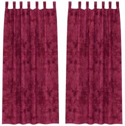 vidaXL Bársonyfüggönyök függönyökkel 2 pcs bordó 260 x 140 cm Bársony 4107717 (4107717)
